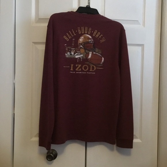 Mens New IZOD (med) long sleeve BALL BUDS BREW - Picture 2 of 5